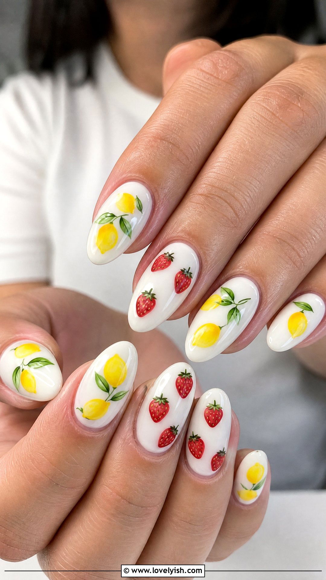 Lemon and Strawberry Nails - 50 lemon nail design ideas - 50 lemon nail design ideas