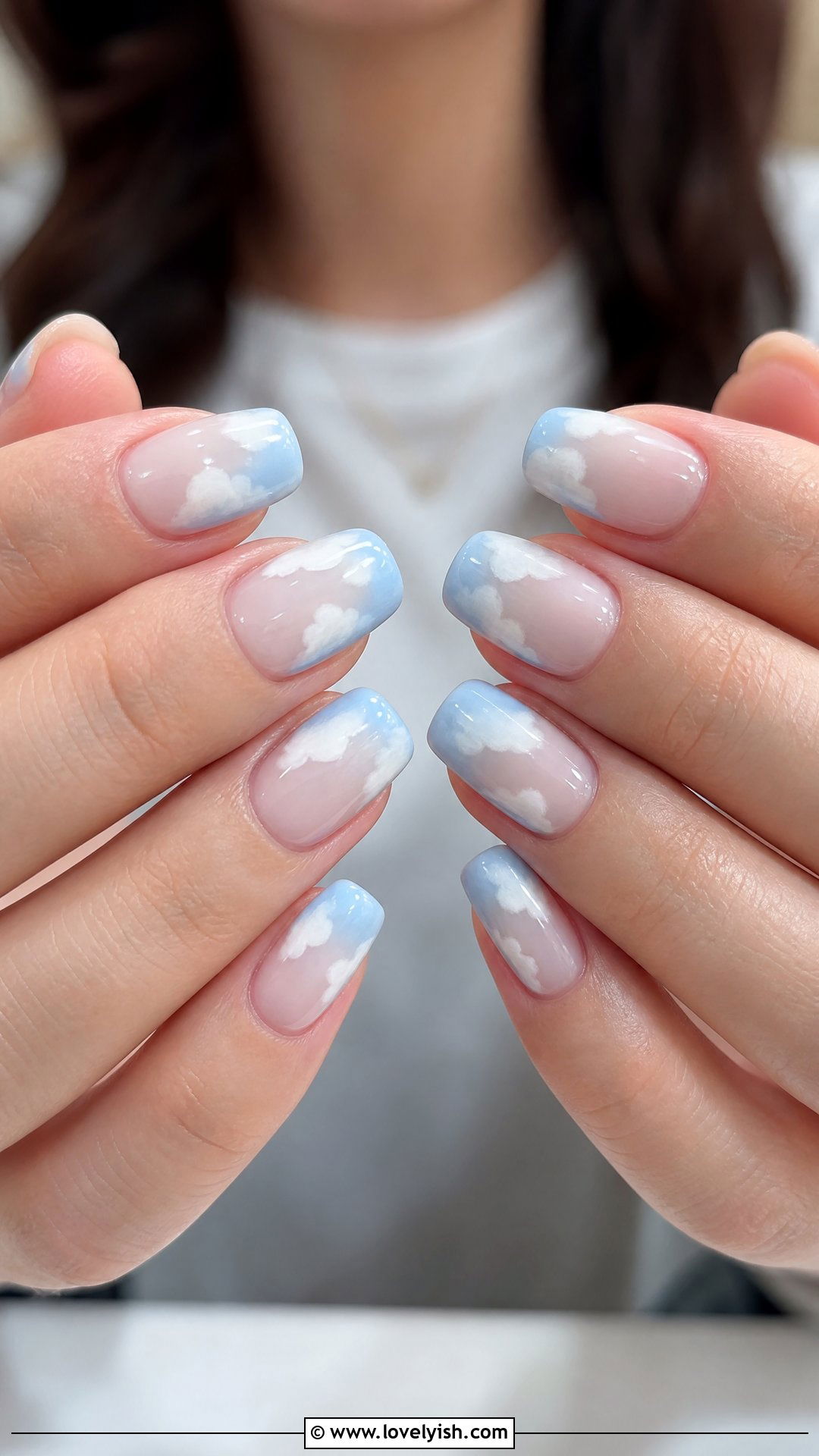 Light Blue Cloud Nails - 25 blue nail design ideas - 25 blue nail design ideas