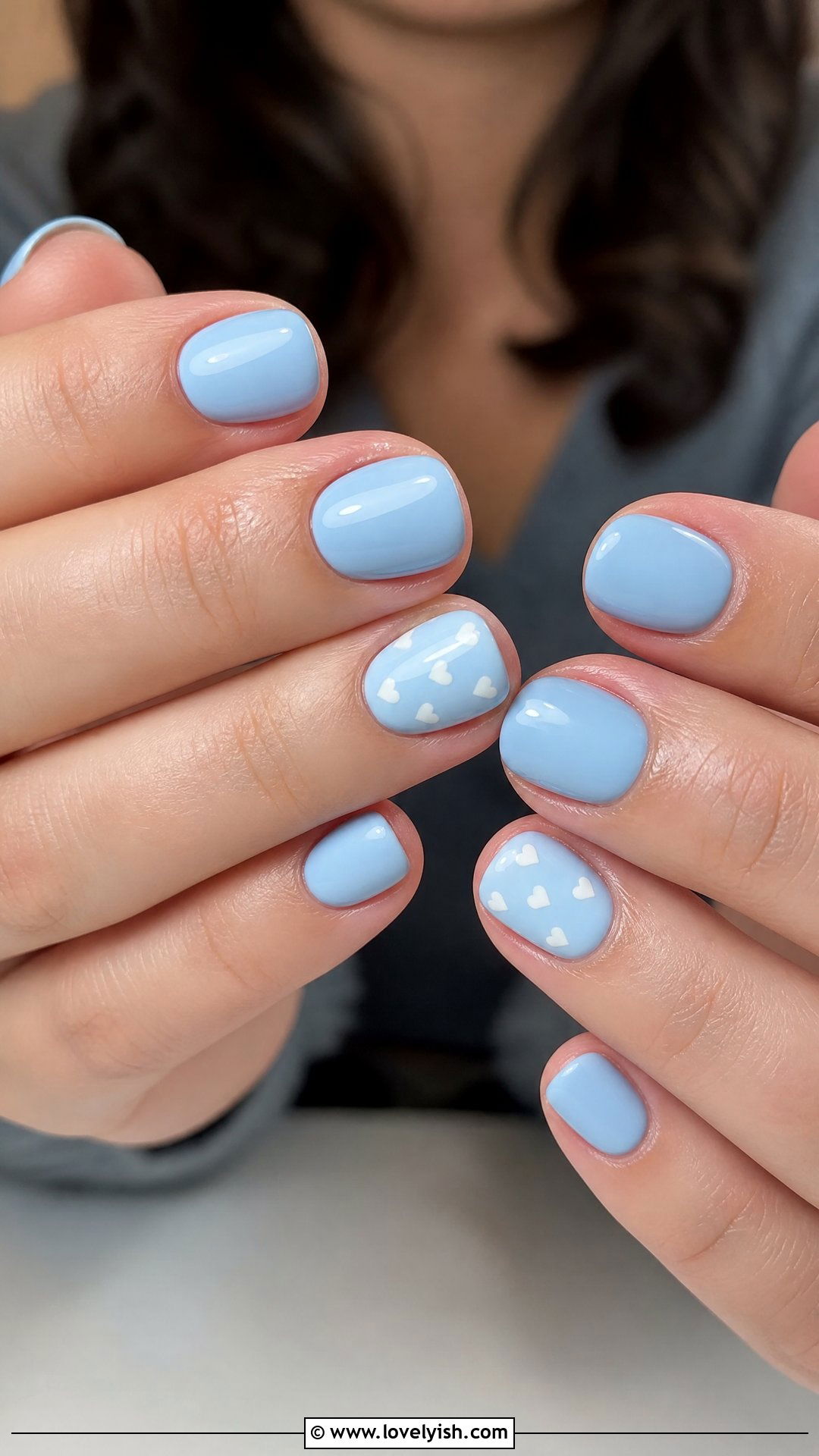 Light Blue Heart Nails - 50 blue nails - 50 blue nails