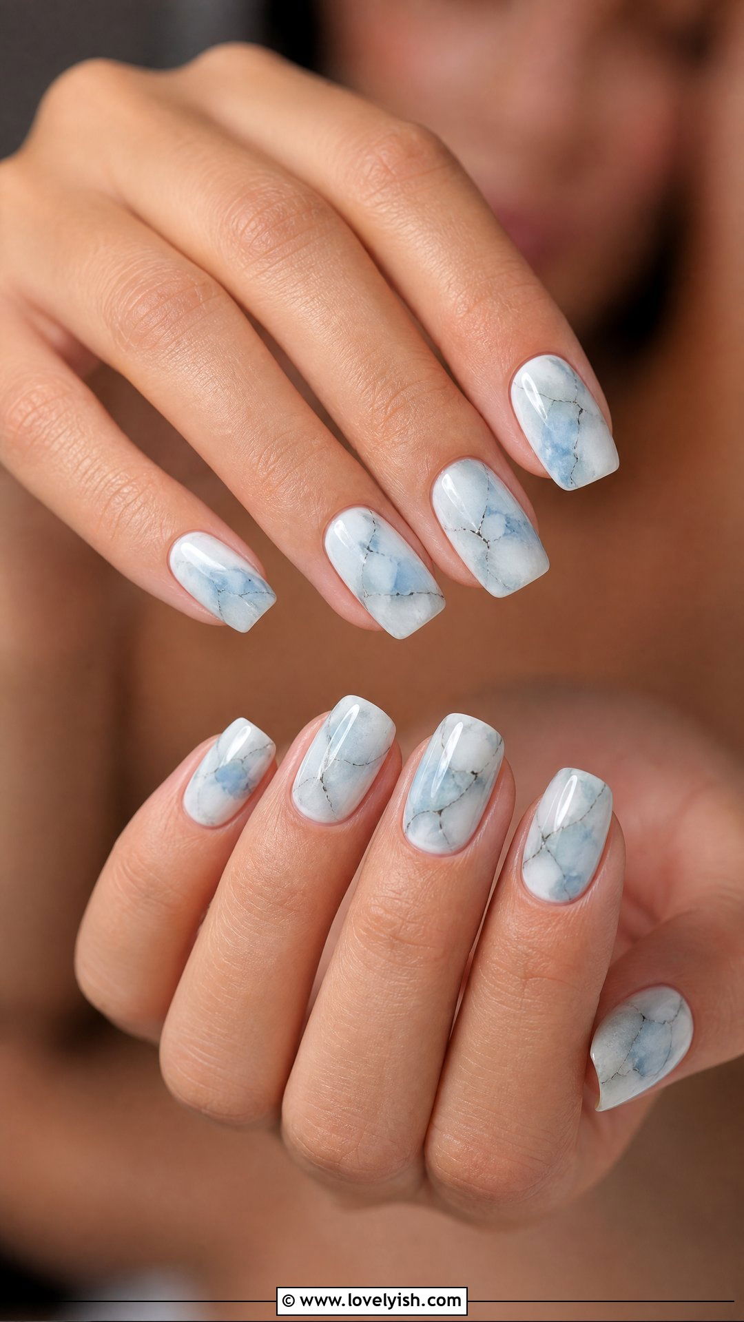 Light Blue Marble Nails - 25 blue nail design ideas - 25 blue nail design ideas