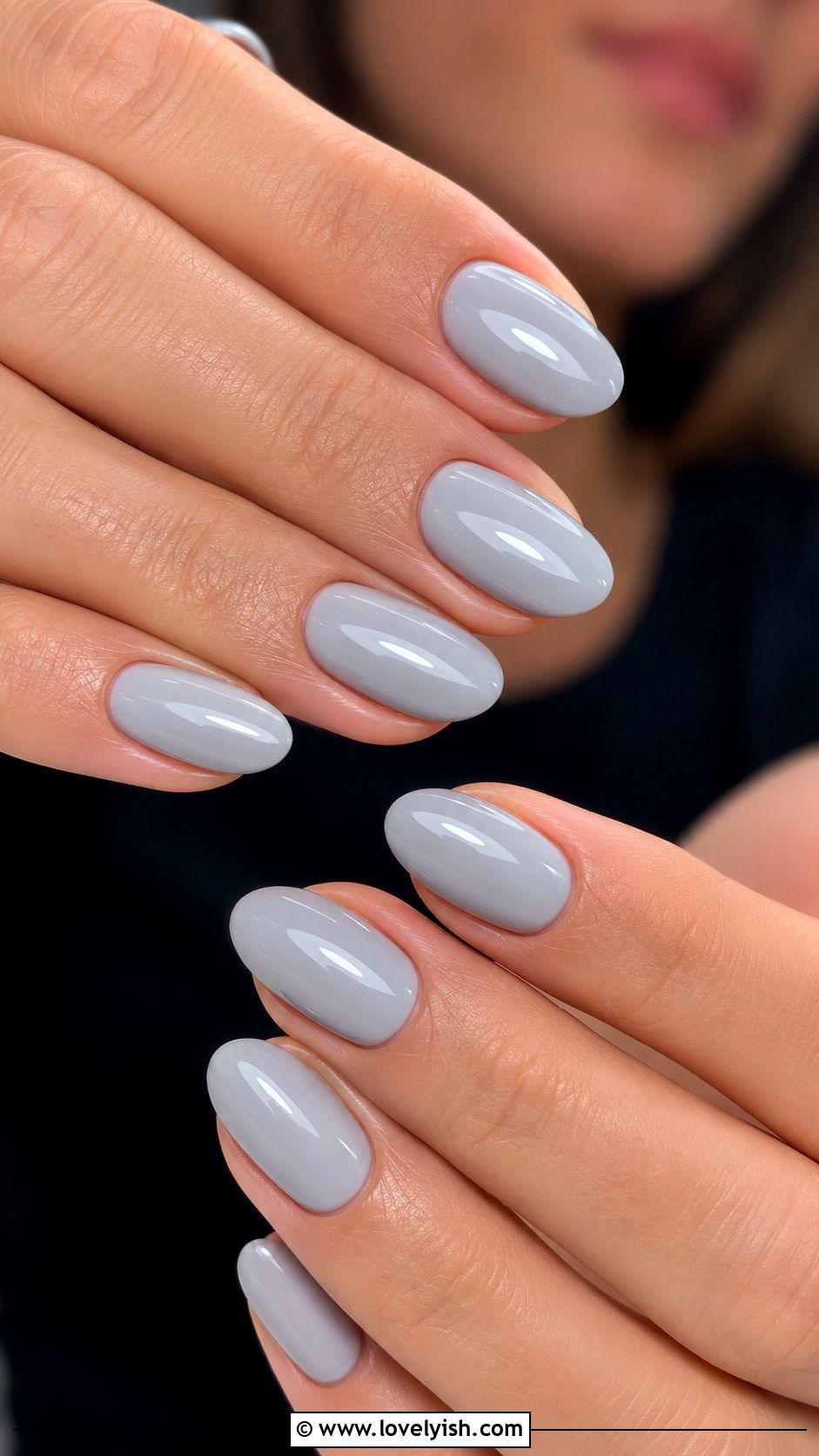 Light Gray Glossy Nails - 33 minimalist nail designs