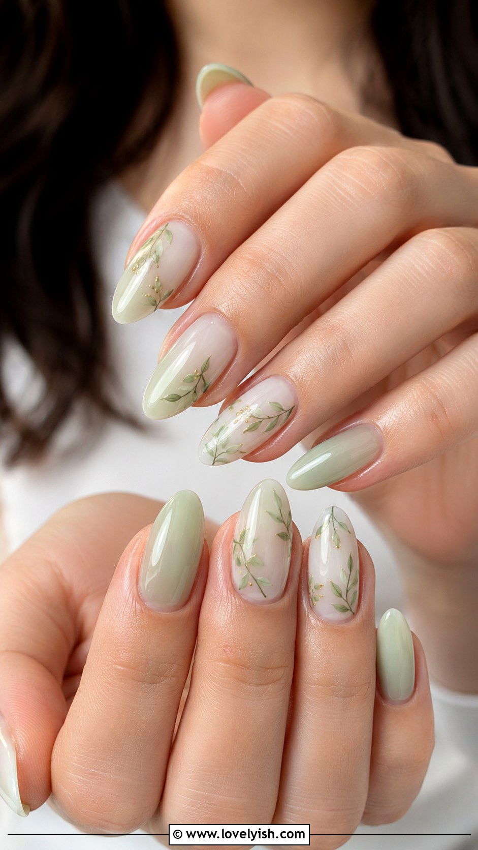 Light Green Leaf Nails - 33 spring nail design ideas - 33 spring nail design ideas