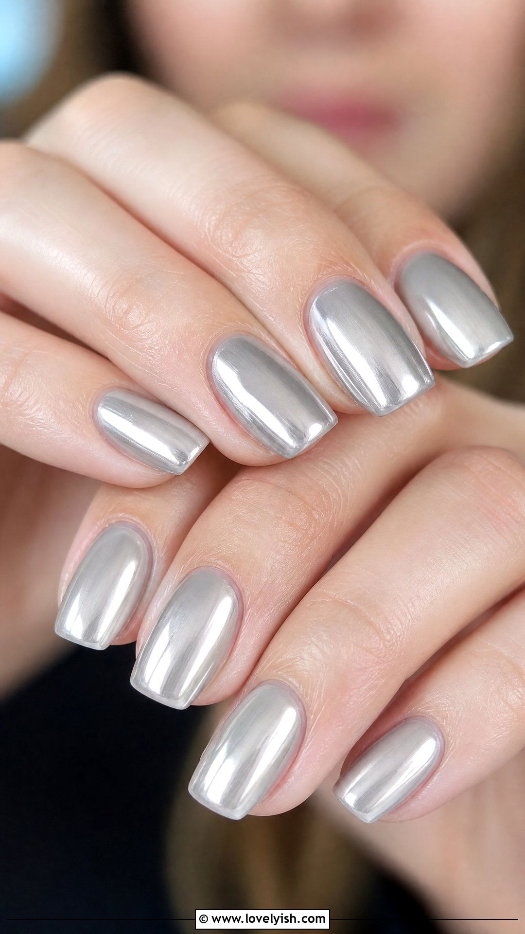 Light Grey Chrome Nails - 50 elegant nails - 50 elegant nails