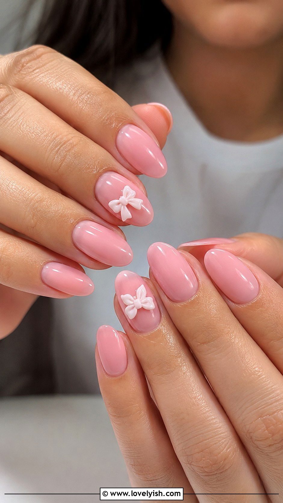 Light Pink Bow Nails - 50 light pink nails - 50 light pink nails
