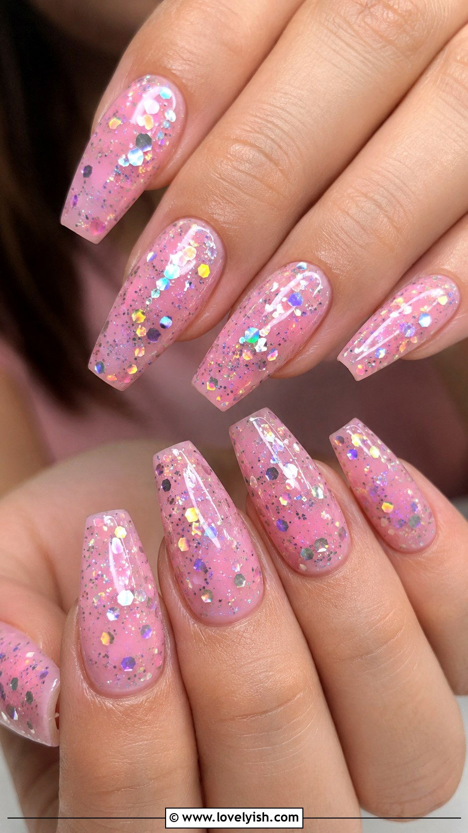Light Pink Confetti Nails - 50 light pink nails - 50 light pink nails