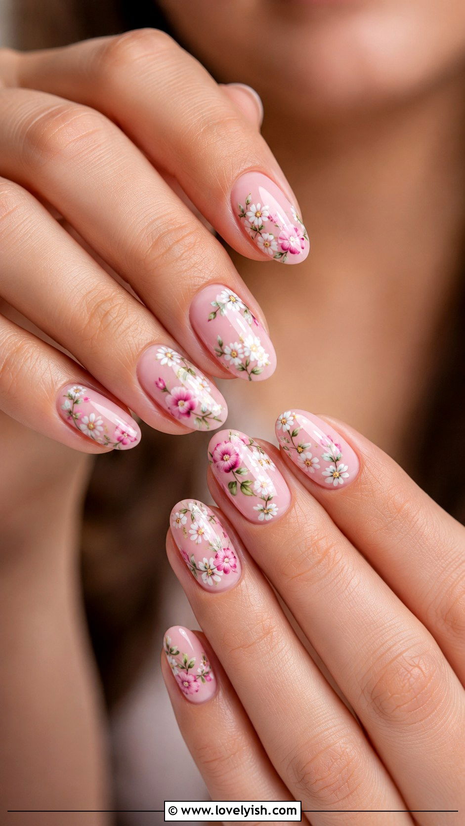 Light Pink Floral Nails - 50 light pink nails - 50 light pink nails