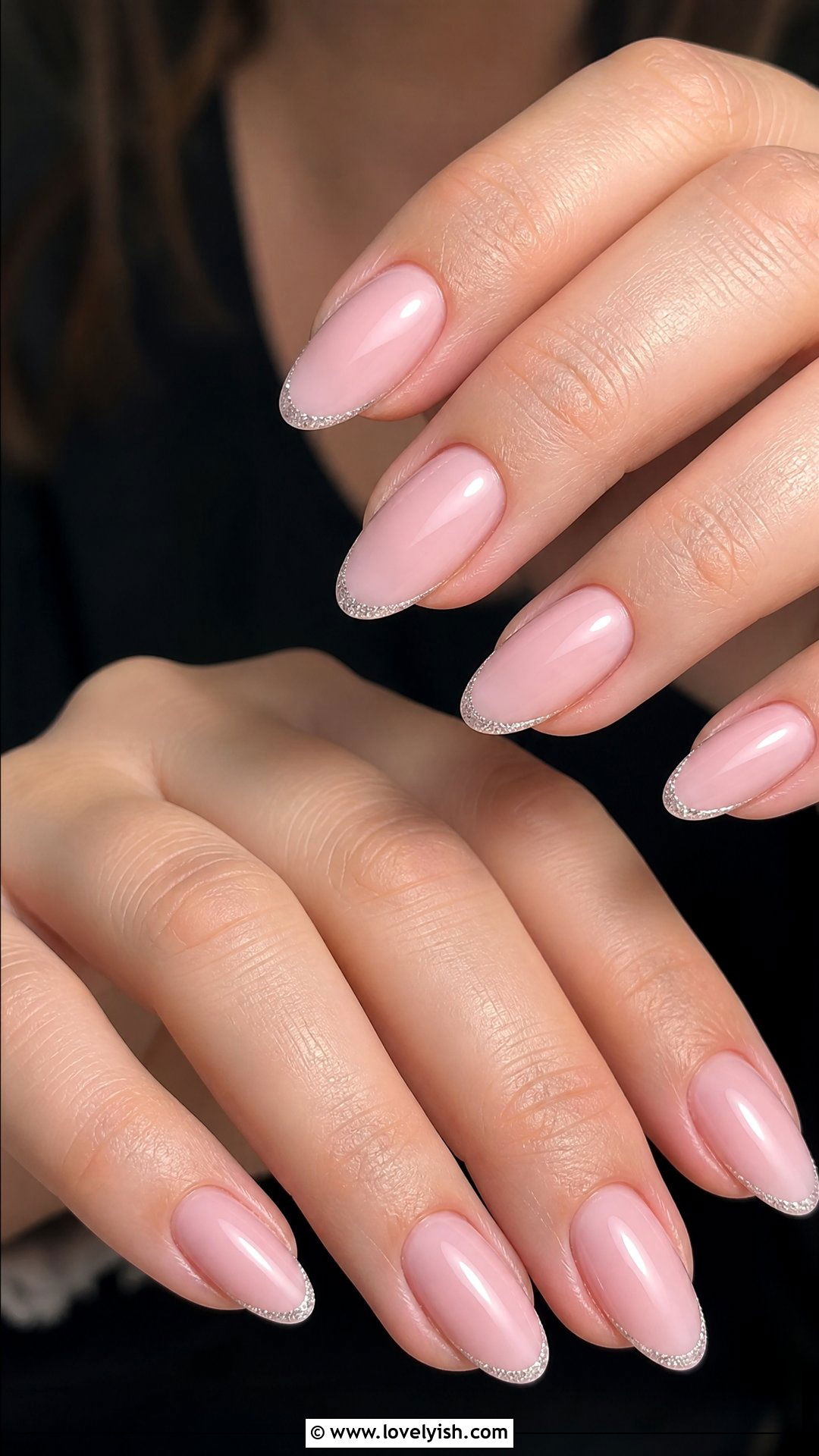 Light Pink Glitter Tip Nails - 50 simple spring nail designs - 50 simple spring nail designs