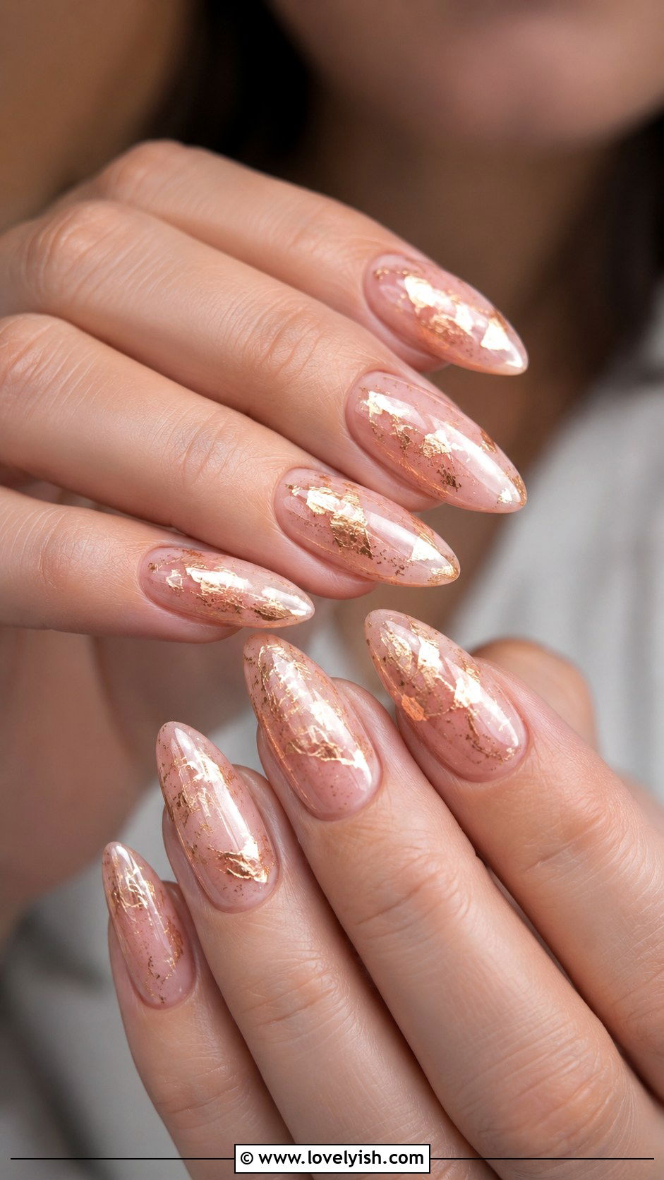 Light Pink Gold Foil Nails - 50 light pink nails - 50 light pink nails