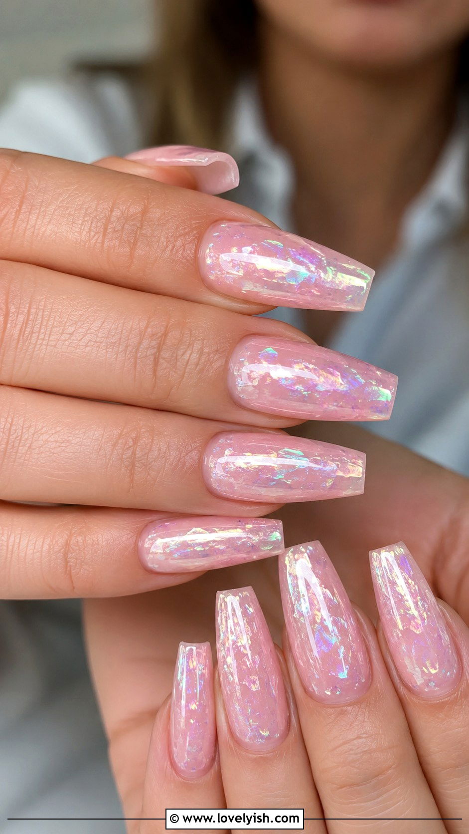 Light Pink Iridescent Nails - 50 light pink nails - 50 light pink nails