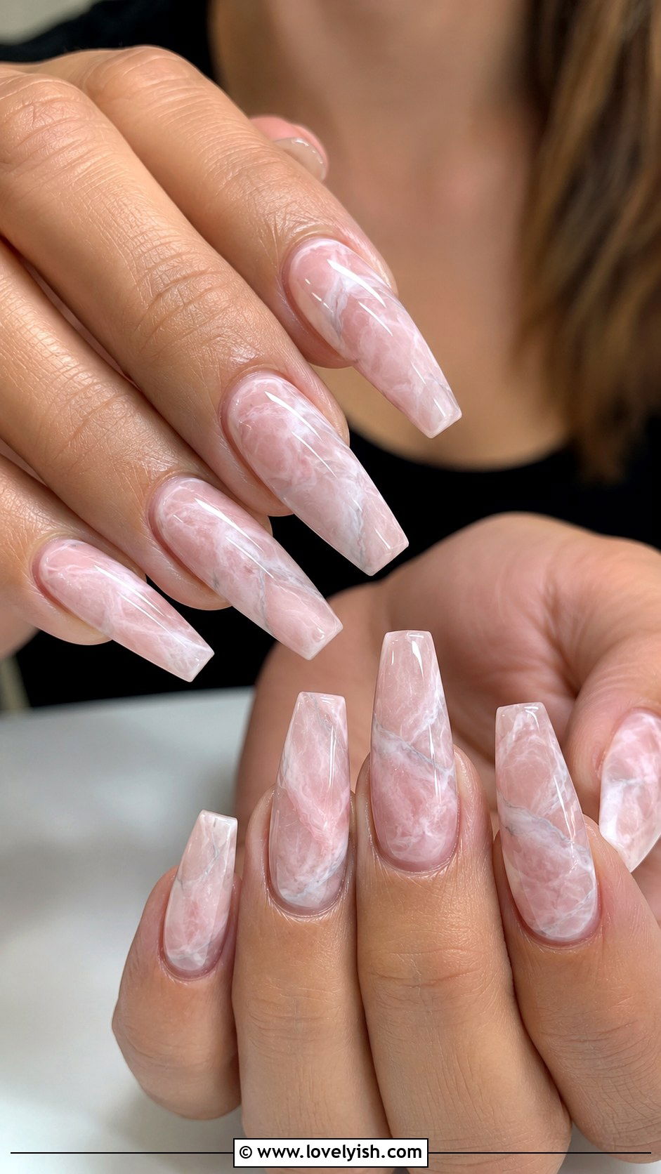 Light Pink Marble Nails - 50 light pink nails - 50 light pink nails