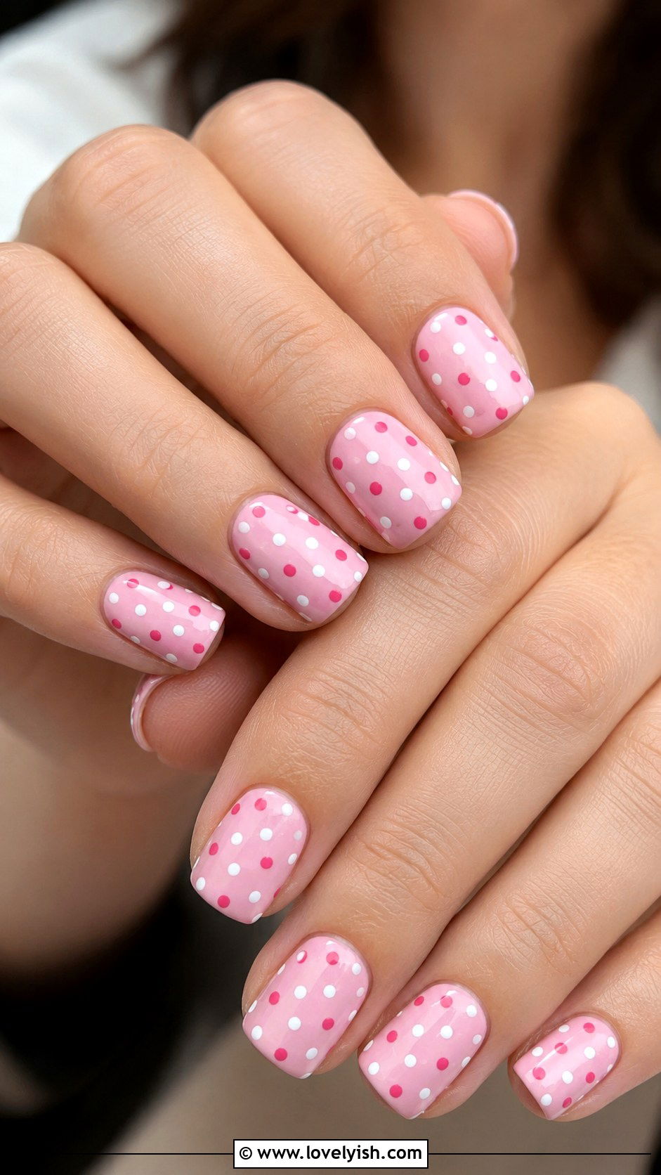 Light Pink Polka Dot Nails - 50 light pink nails - 50 light pink nails