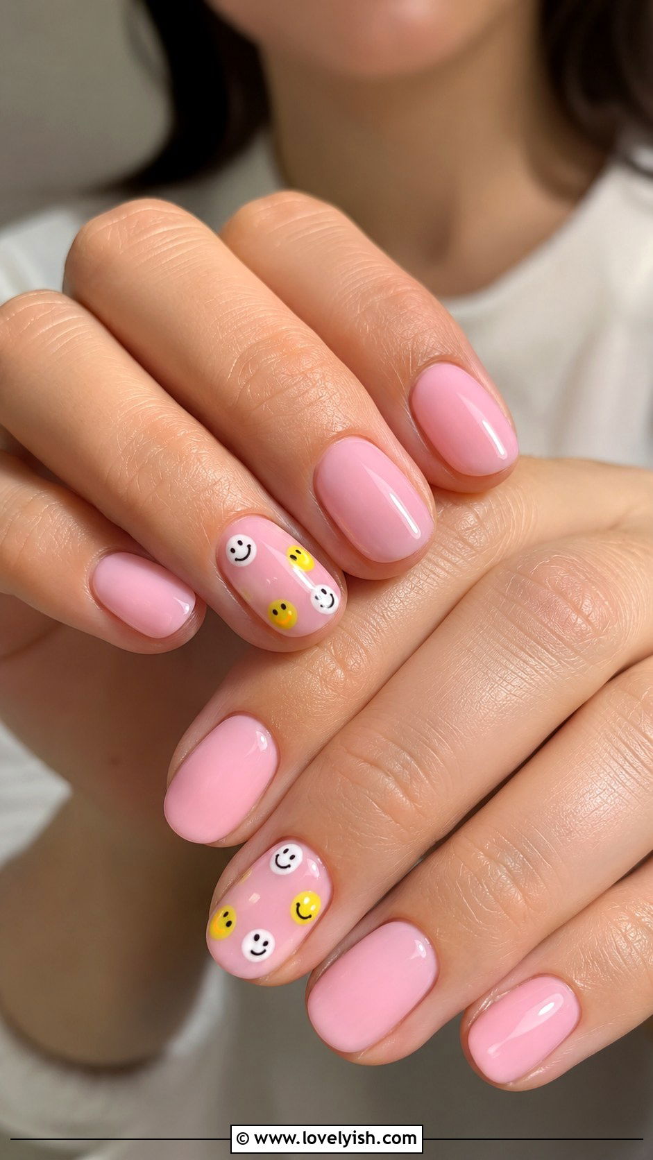 Light Pink Smiley Face Nails - 50 light pink nails - 50 light pink nails