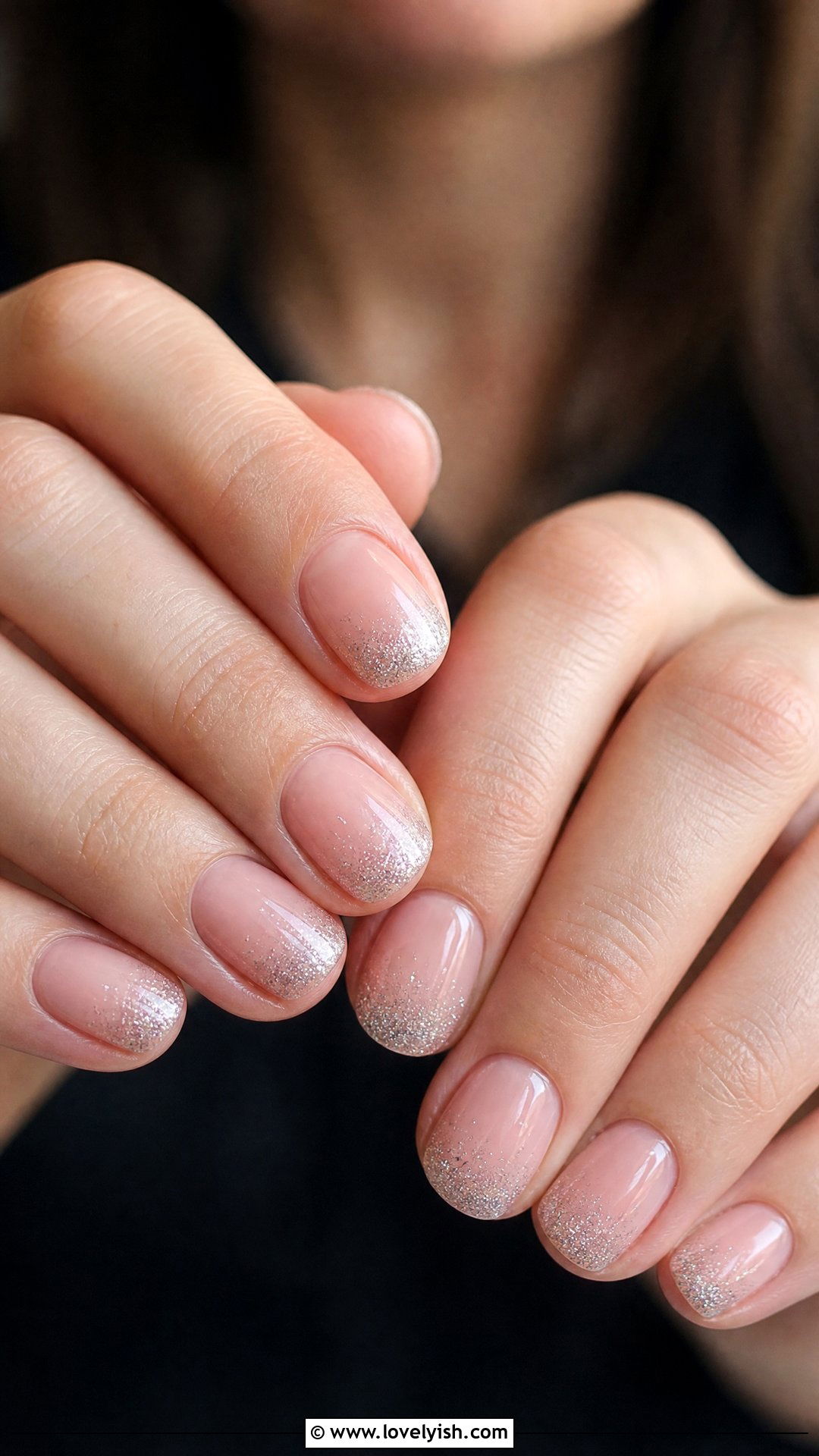 Light Pink with Silver Glitter Tips - 50 short pink nail designs - 50 short pink nail designs