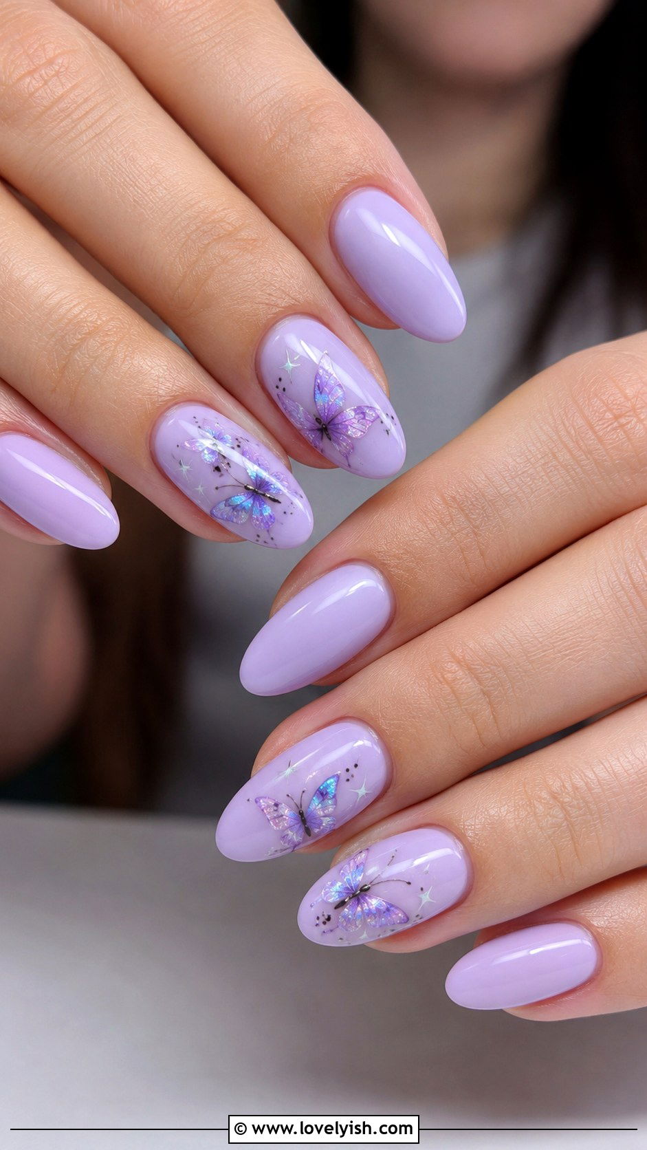 Lilac Butterfly Nails - 34 nail design for summer - 34 nail design for summer