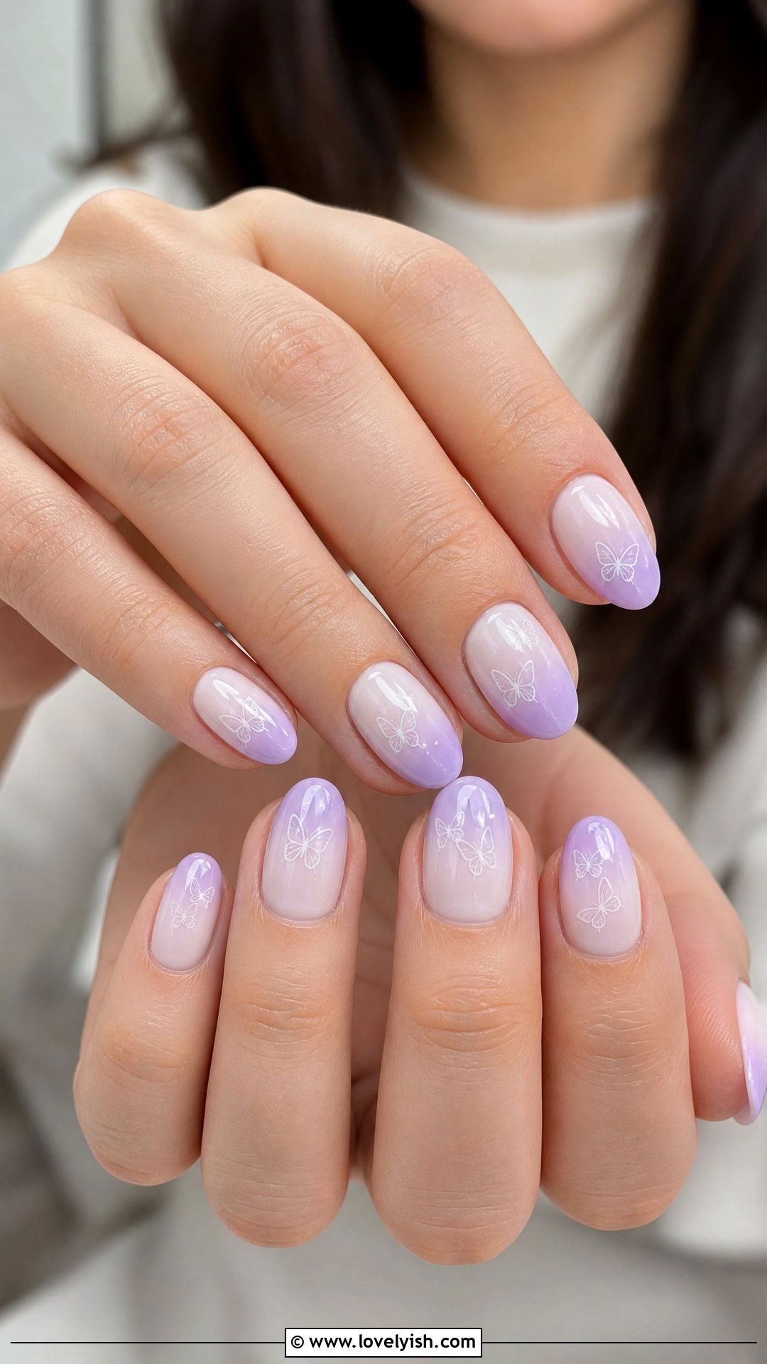 Lilac Butterfly Ombre Nails - 50 butterfly nails - 50 butterfly nails
