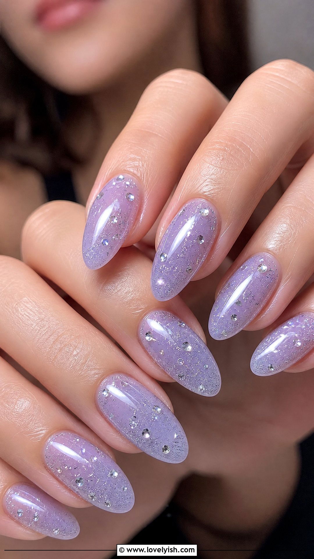 Lilac Crystal Sparkle Nails - 50 sparkly nails - 50 sparkly nails