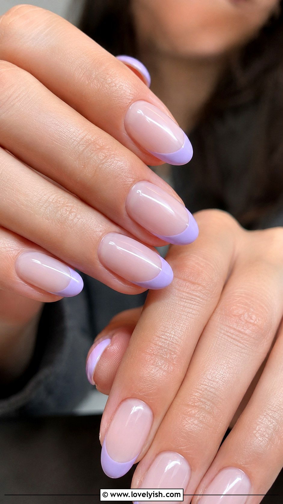 Lilac French Manicure - 50 baby shower nails - 50 baby shower nails