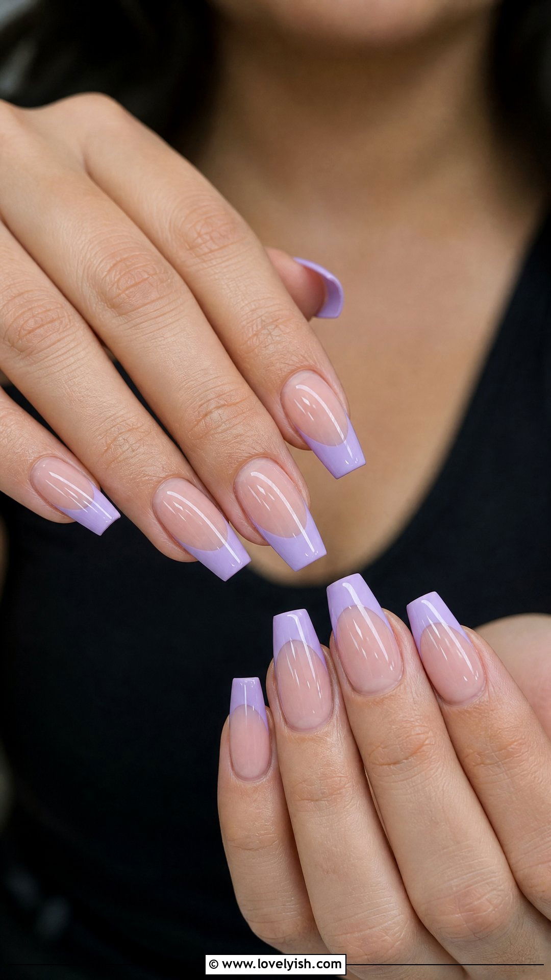Lilac French Tip Nails - 50 feminine nails - 50 feminine nails