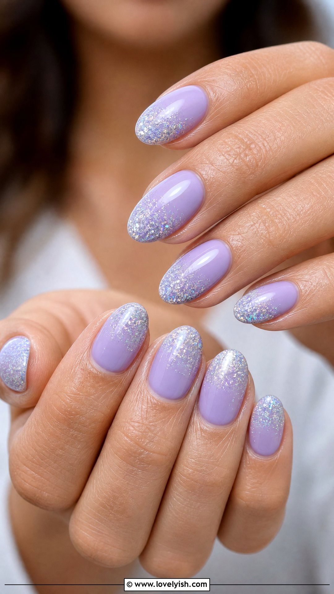 Lilac Glitter Ombre Short Acrylic Nails - 50 short acrylic nails - 50 short acrylic nails