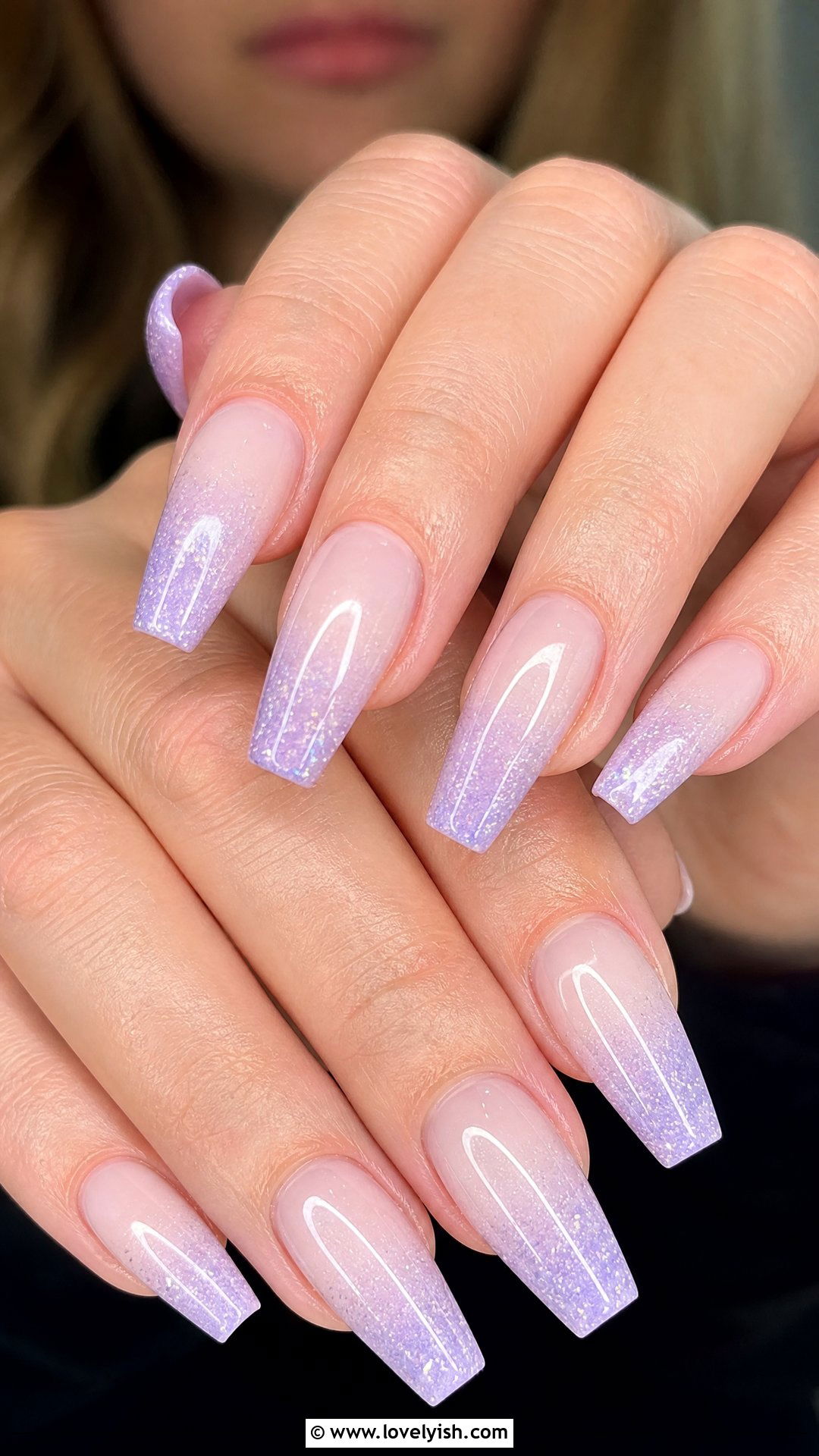Lilac Glitter Tip Nails - 25 preppy nail designs - 25 preppy nail designs