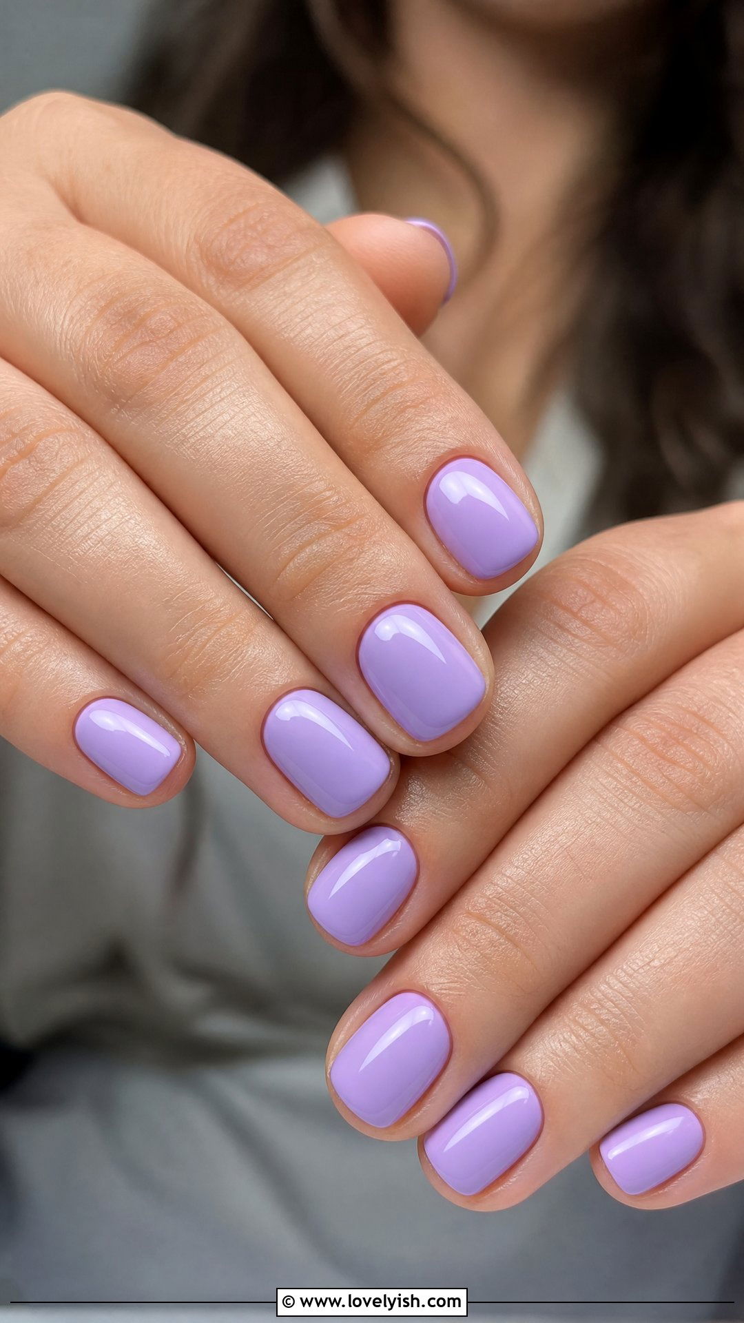 Lilac Glossy Nails - 50 simple short nail designs - 50 simple short nail designs