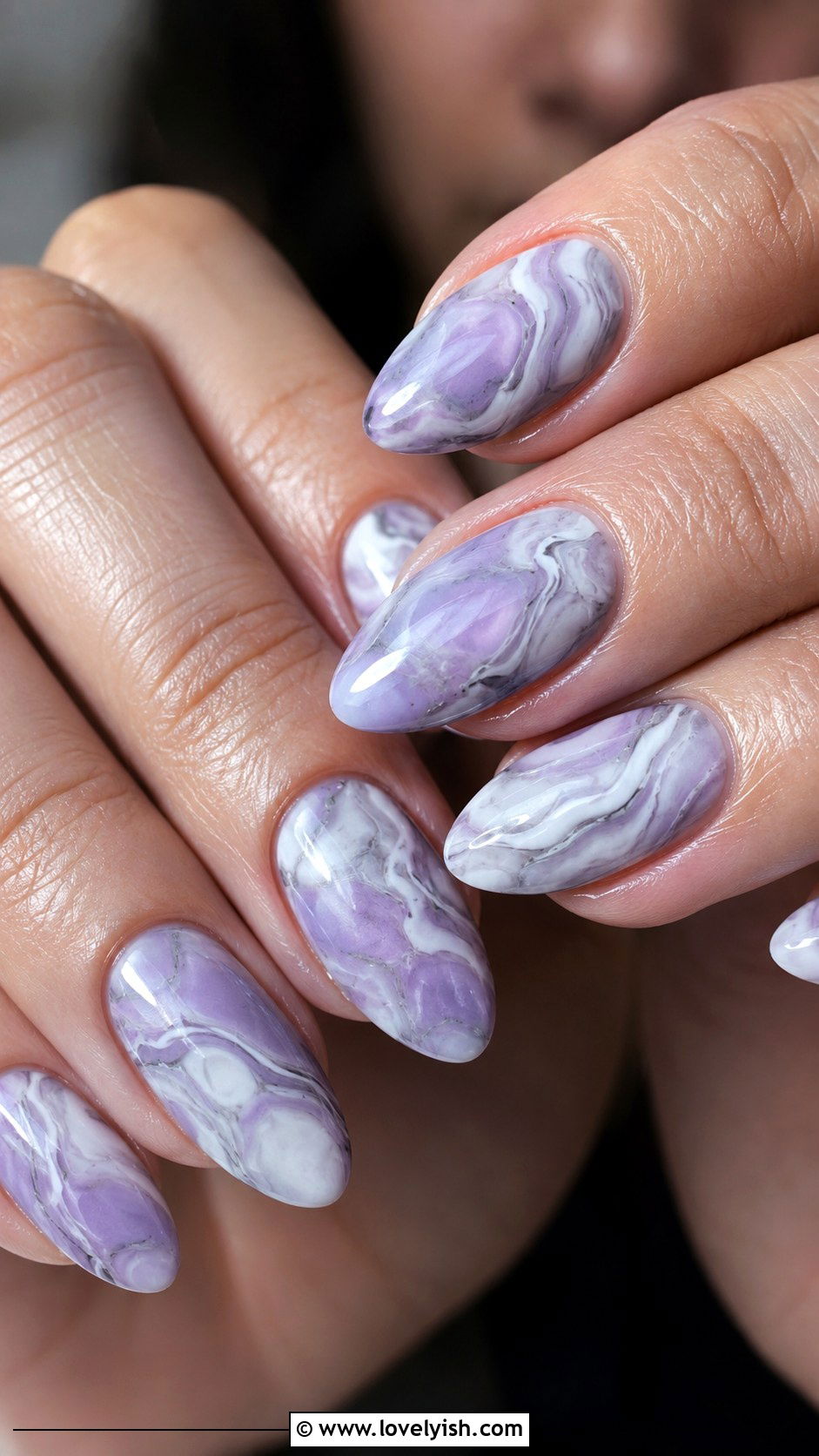 Lilac Marble Nails - 46 nail inspo - 46 nail inspo