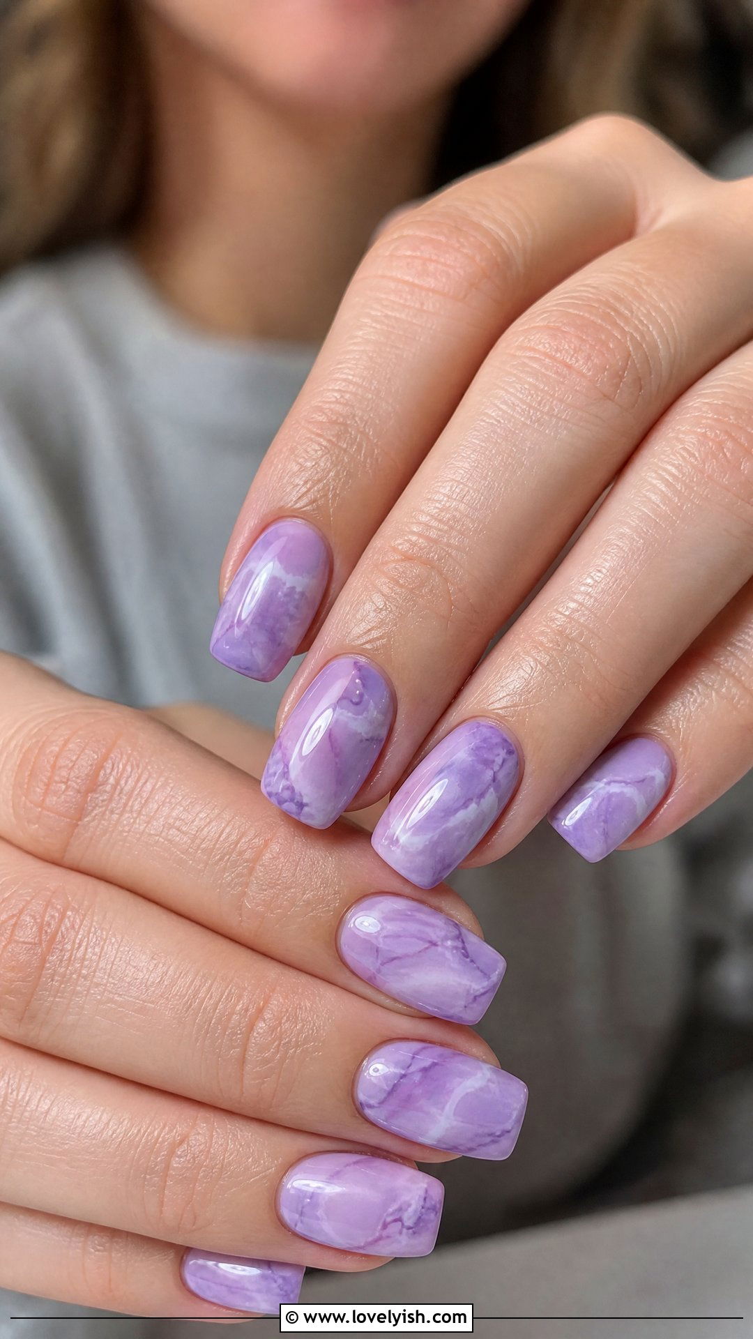 Lilac Marble Nails - 42 easy nail art ideas - 42 easy nail art ideas