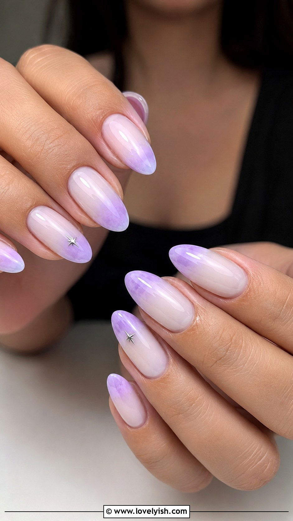 Lilac Ombre Almond Nails - 50 may nails - 50 may nails