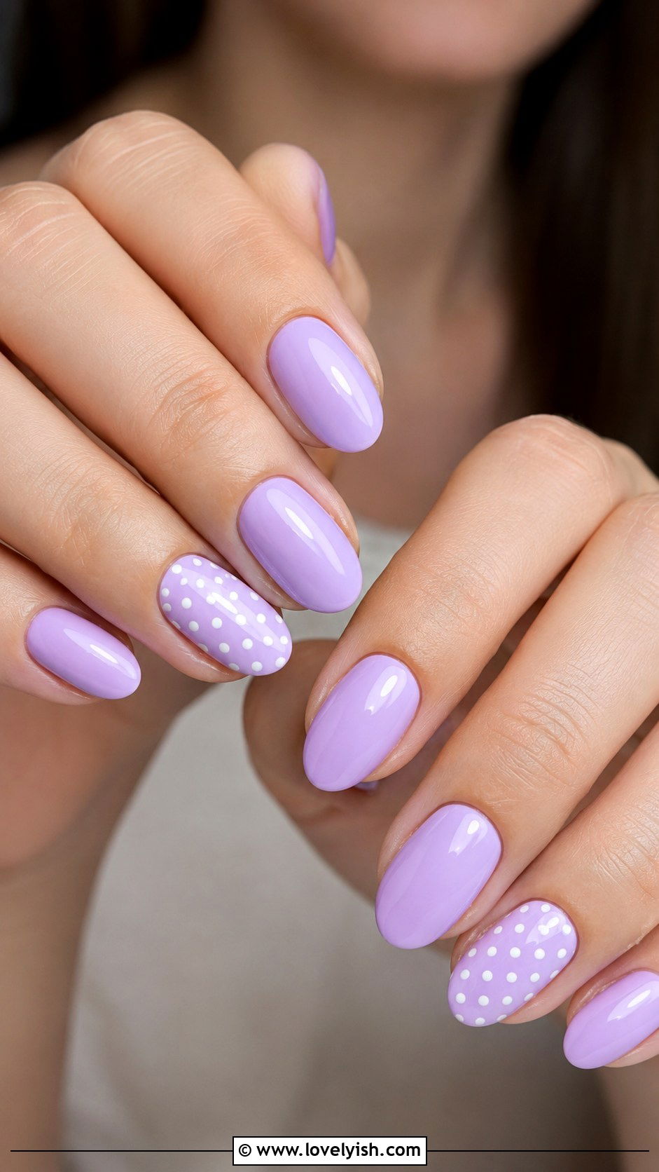 Lilac Polka Dot Nails - 40 nail design template - 40 nail design template