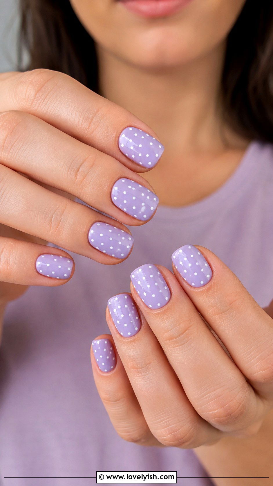 Lilac Polka Dot Nails - 25 easter nails design ideas - 25 easter nails design ideas