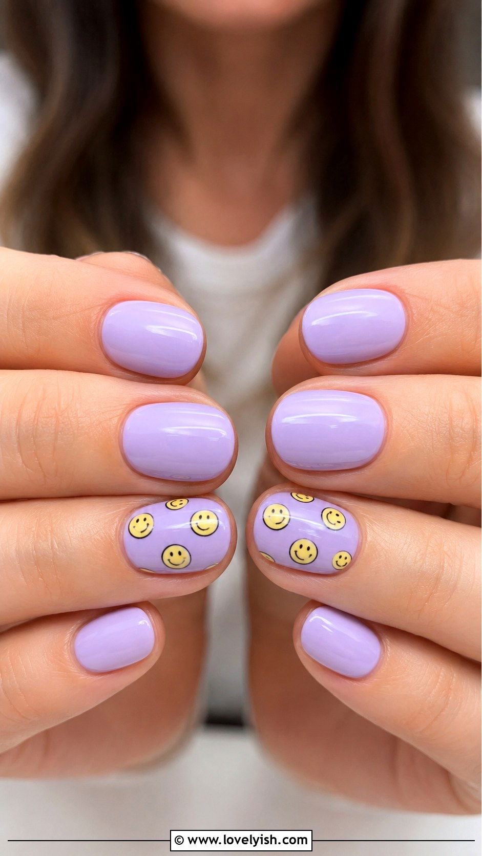 Lilac Smiley Face Nails - 39 summer nail ideas - 39 summer nail ideas