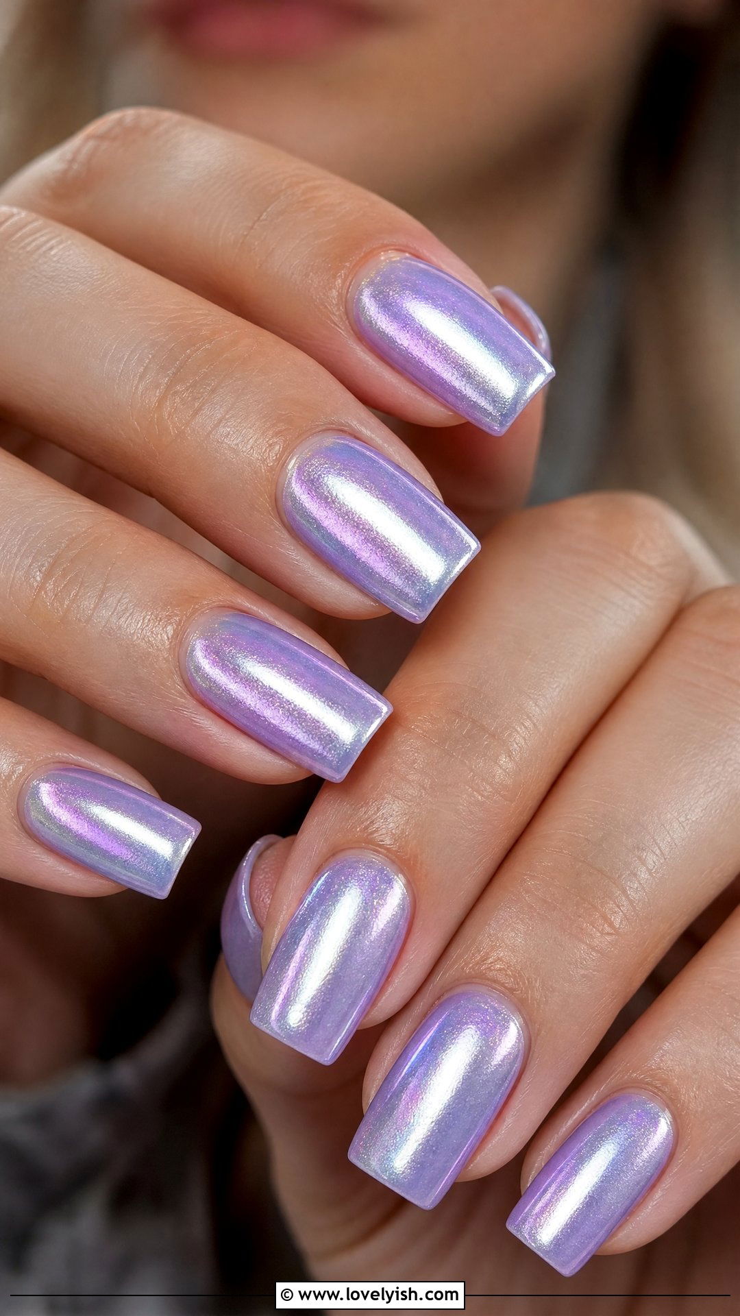 Lilac and Silver Chrome Square Nails - 50 square nails - 50 square nails