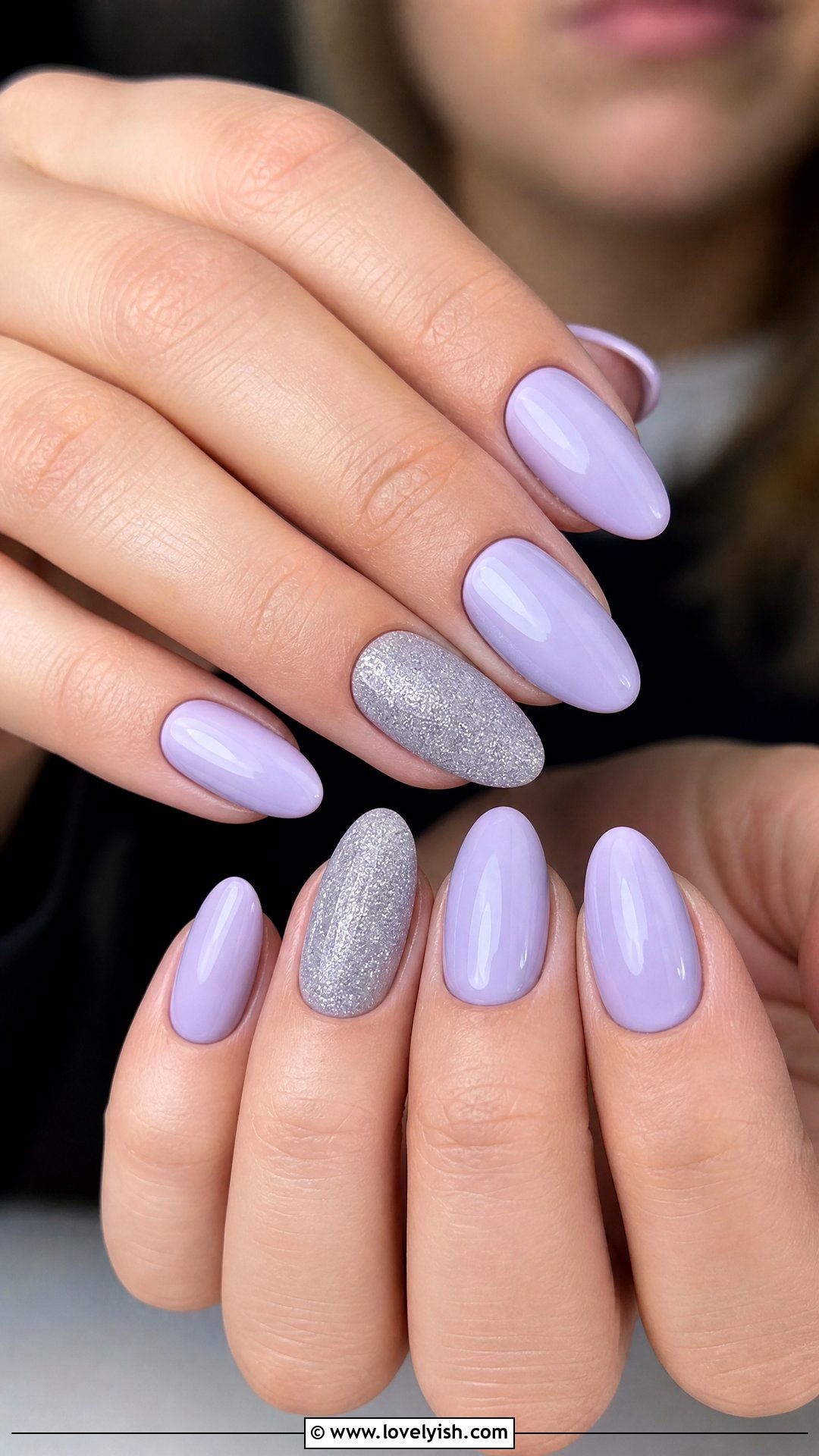 Lilac and Silver Glitter Nails - 50 spring nails - 50 spring nails