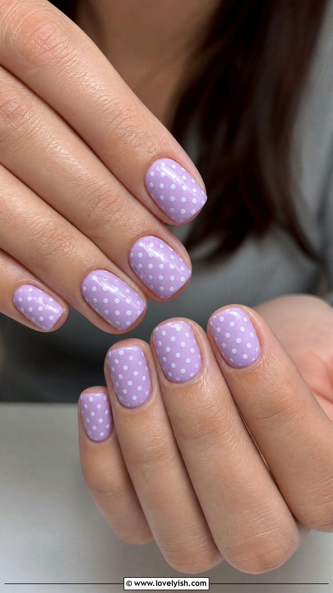 Lilac and White Polka Dot Nails - 38 simple nail art designs - 38 simple nail art designs