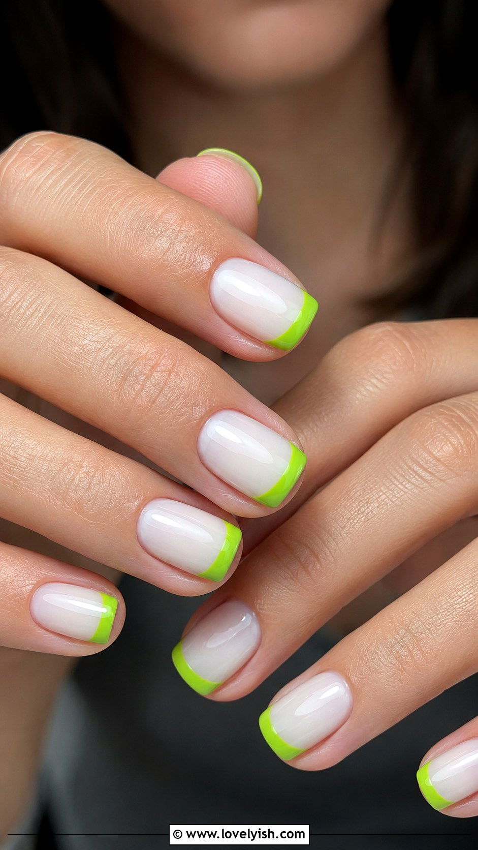 Lime Green French Tip Nails - 38 green nail designs - 38 green nail designs