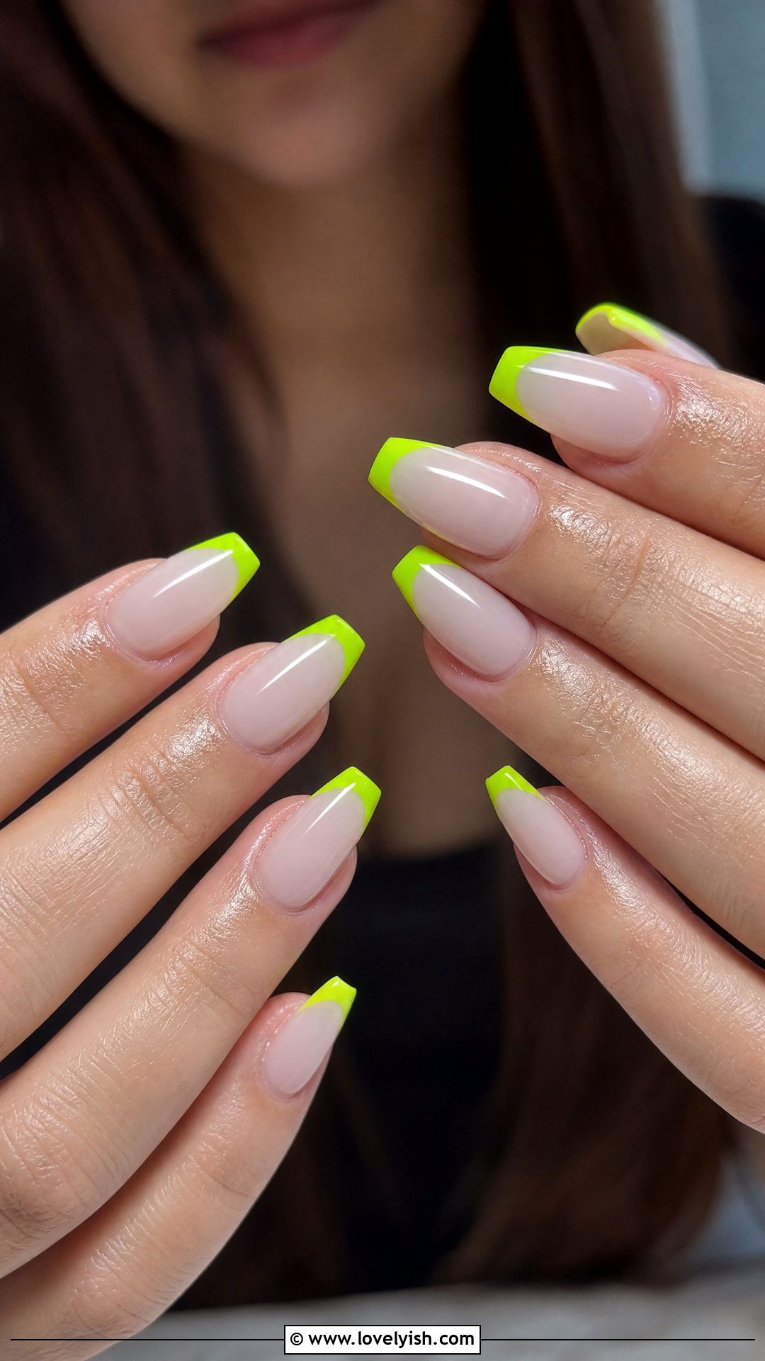 Lime Green Neon Tip Nails - 39 summer nail ideas - 39 summer nail ideas