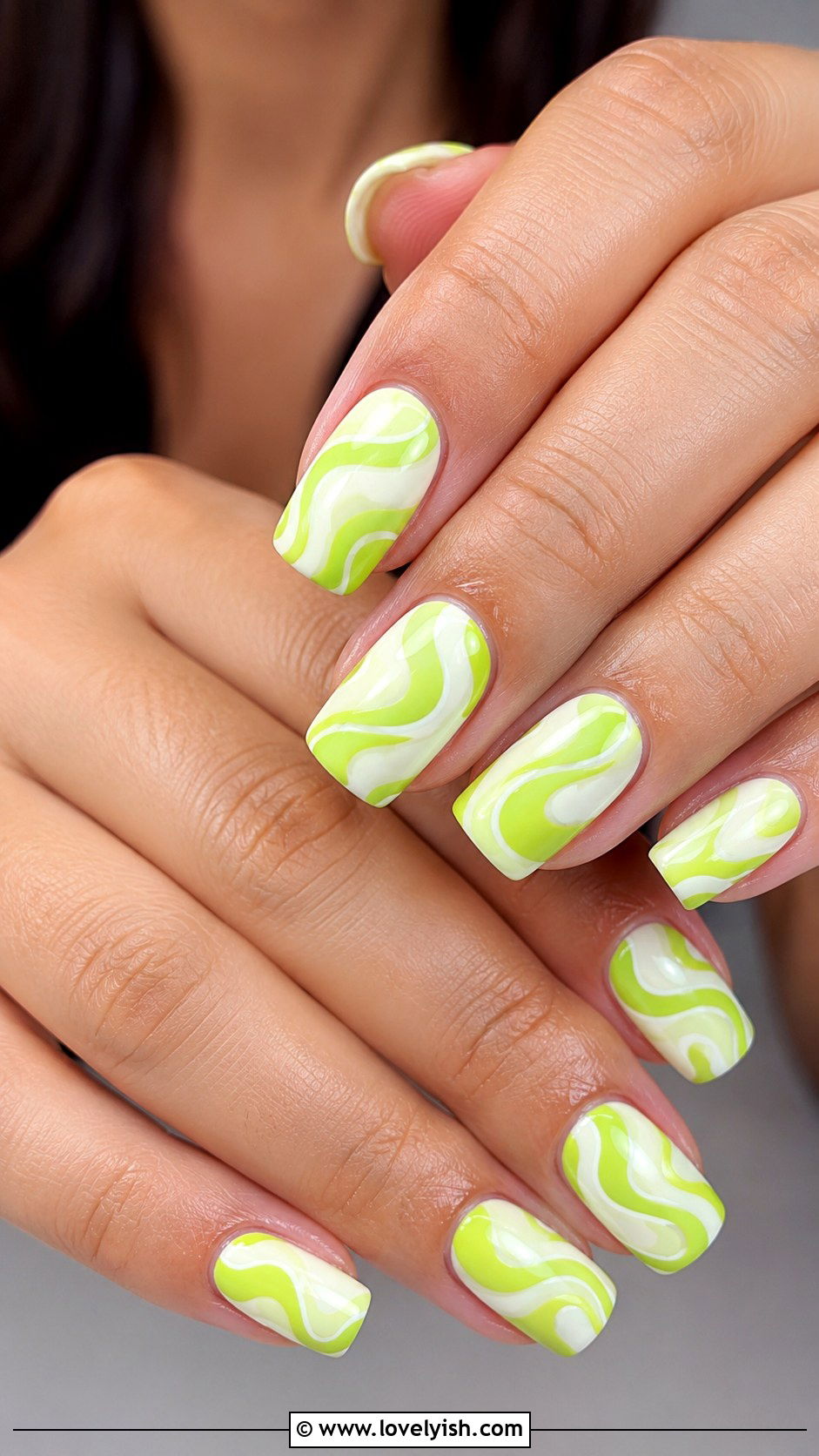 Lime Green Swirl Nails - 40 nail design summer - 40 nail design summer