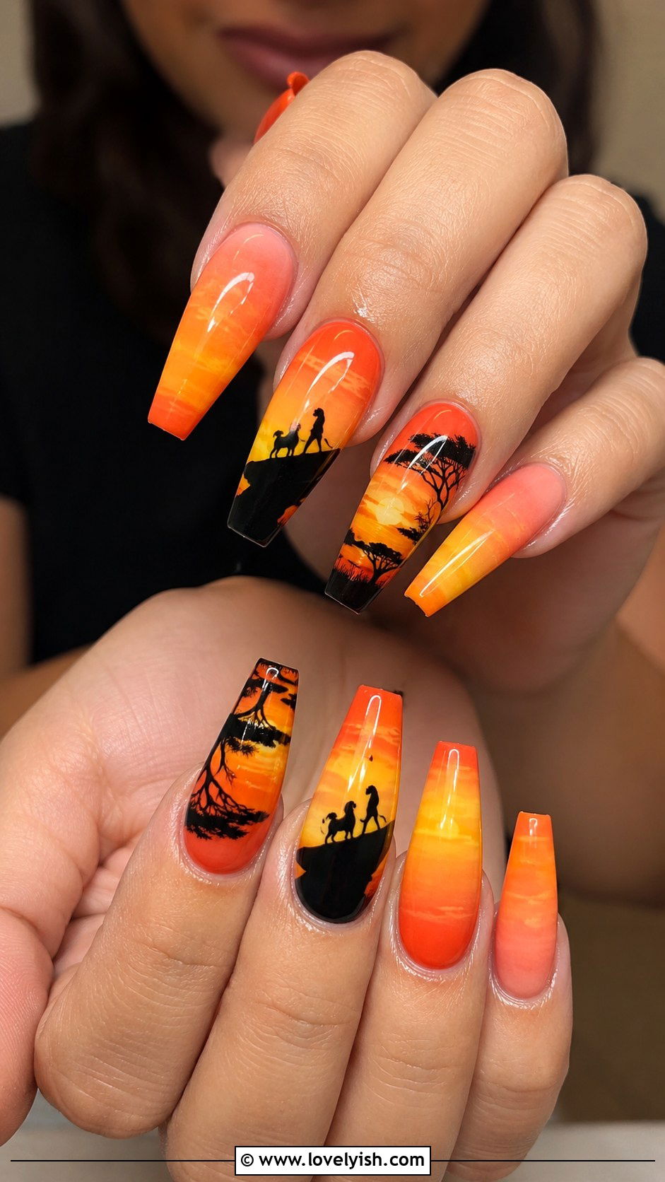 Lion King Sunset Nails - 25 disney nail art ideas - 25 disney nail art ideas
