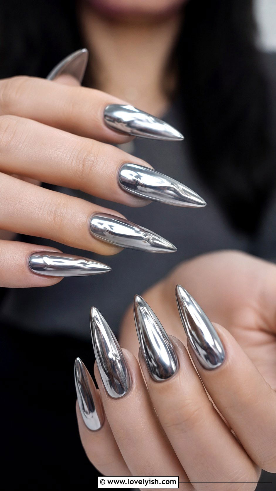 Liquid Silver Molten Chrome Nails - 50 nails - 50 nails