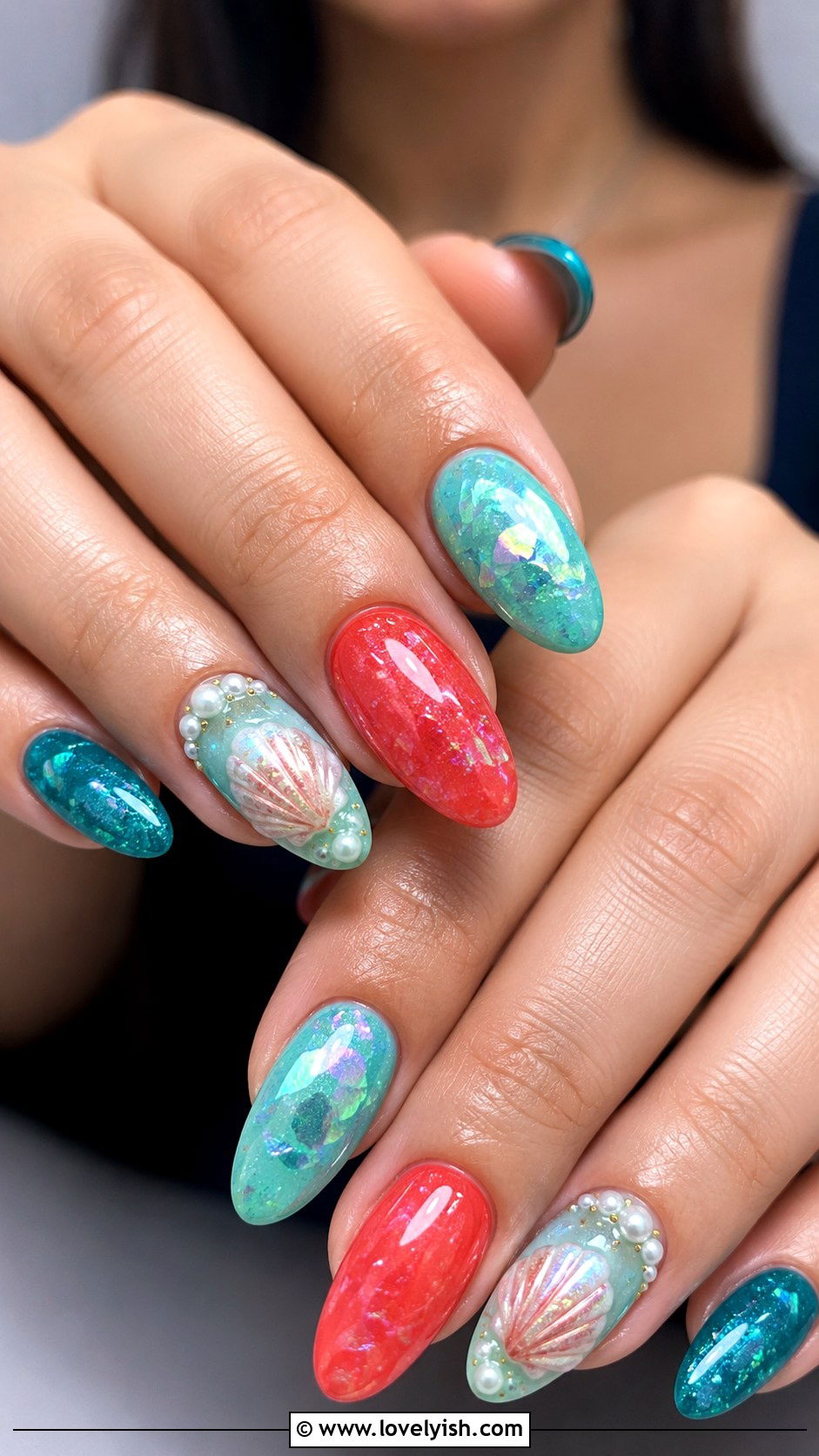 Little Mermaid Underwater Nails - 25 disney nail art ideas - 25 disney nail art ideas