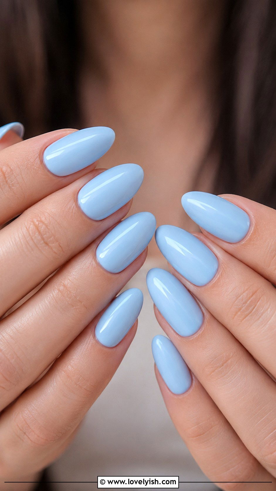 Long Almond Baby Blue Nails - 50 long nail designs - 50 long nail designs