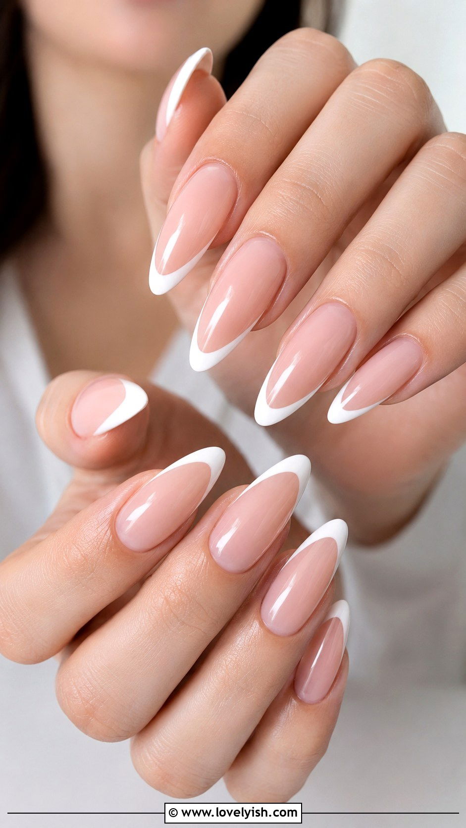 Long Almond French Tip Nails - 50 long nail designs - 50 long nail designs