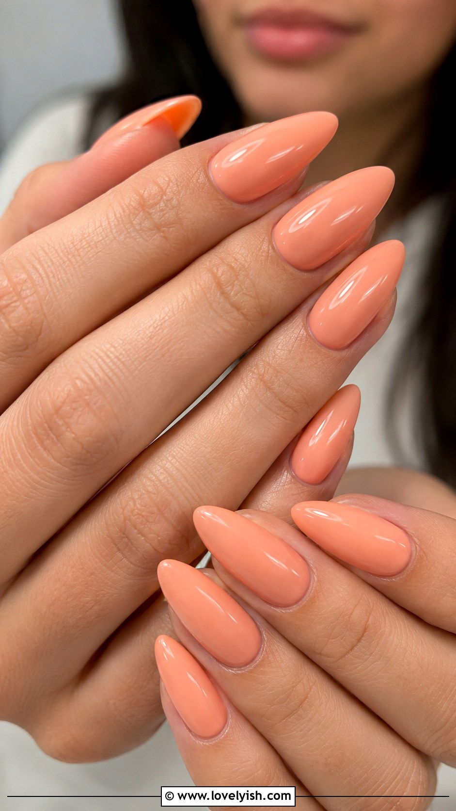 Long Almond Peach Nails - 50 long nail designs - 50 long nail designs