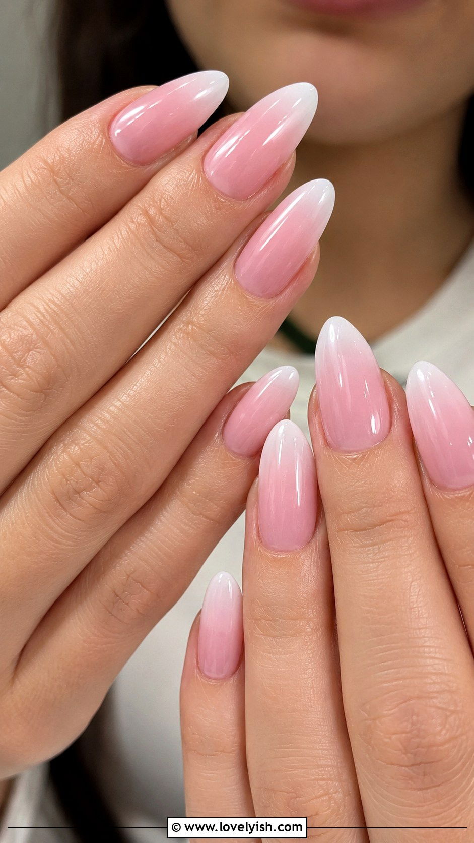 Long Almond Pink Ombre Nails - 50 long nail designs - 50 long nail designs