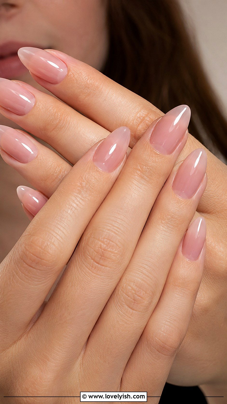 Long Almond Sheer Pink Nails - 50 long nail designs - 50 long nail designs