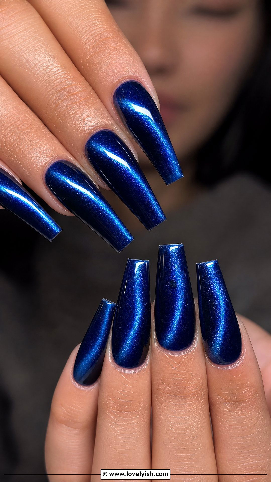 Long Coffin Cat Eye Nails - 50 cateye nail designs - 50 cateye nail designs
