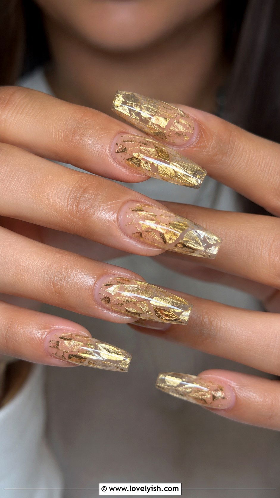 Long Coffin Foil Flake Nails - 50 long nail designs - 50 long nail designs
