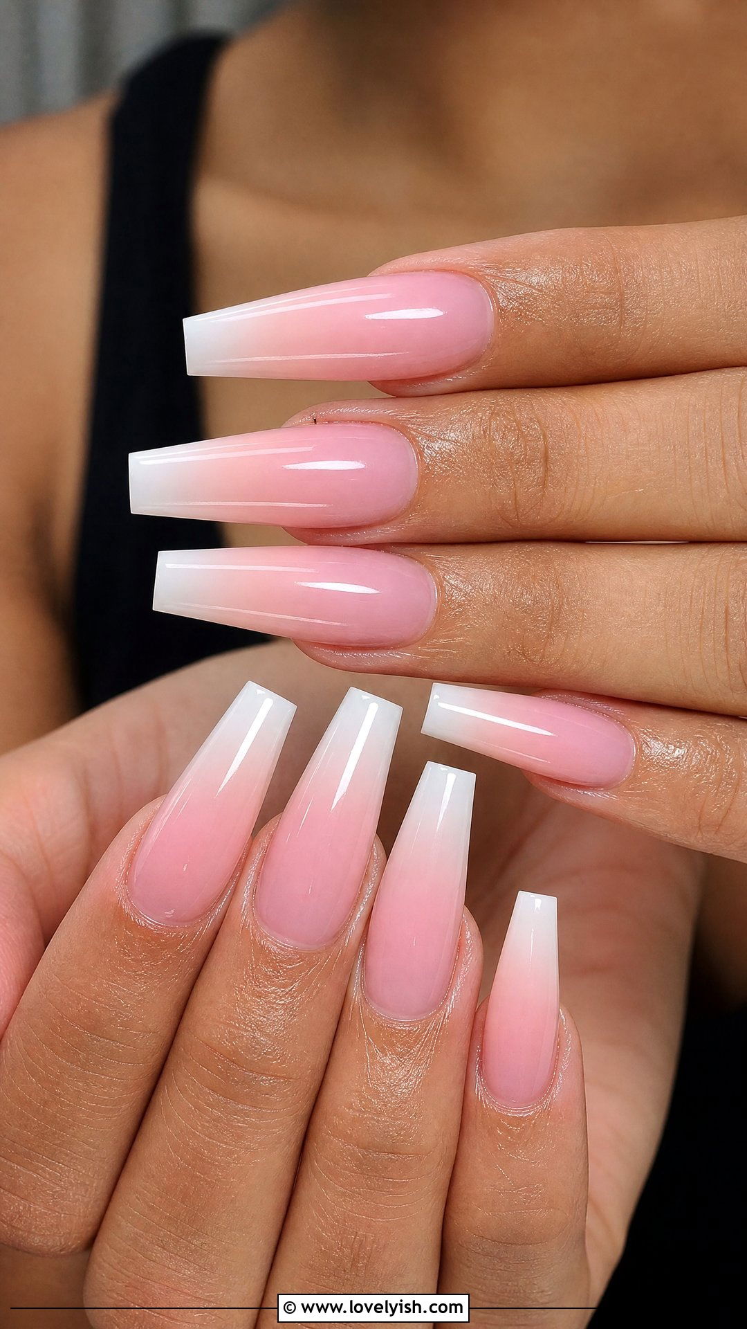 Long Coffin Glam French Ombre - 50 french ombre nails - 50 french ombre nails