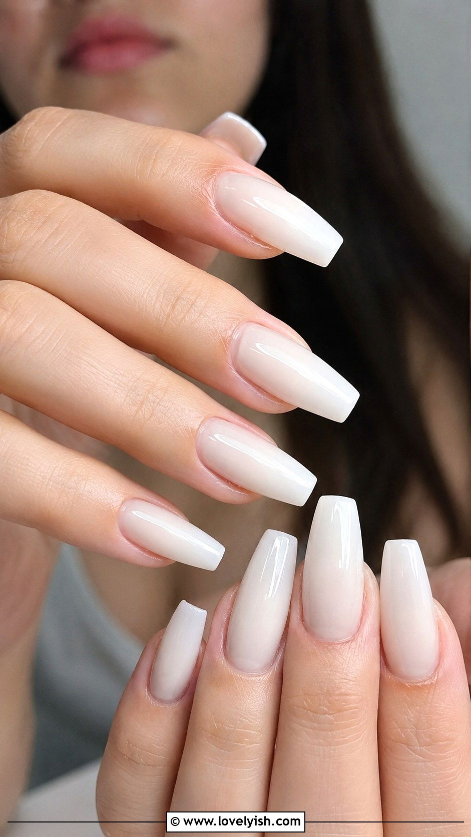 Long Coffin Milky White Nails - 50 long nail designs - 50 long nail designs