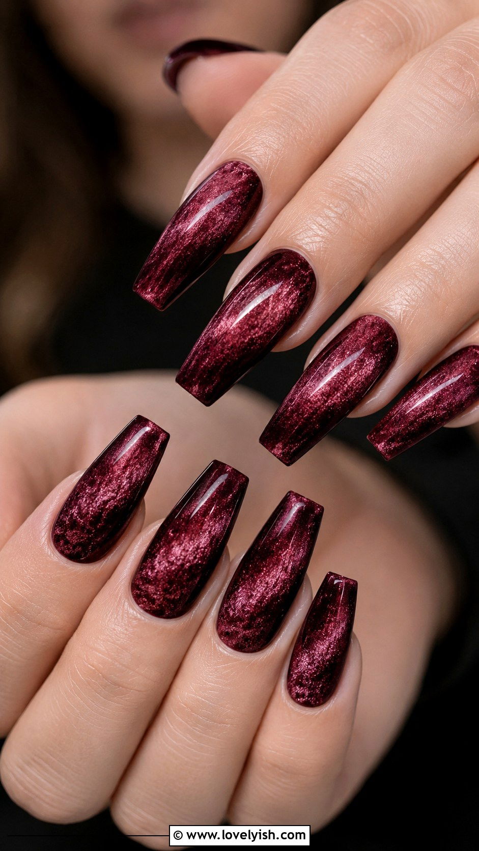 Long Coffin Velvet Magnetic Nails - 50 long nail designs - 50 long nail designs